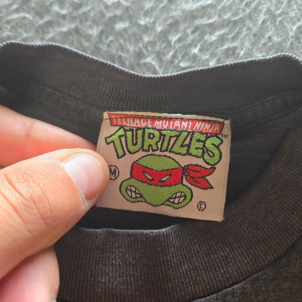 Vintage TMNT T-Shirt Kids M Gray 1990 Mirage Studios Single Stitch USA